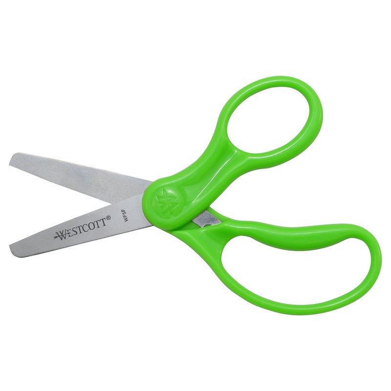 Westcott 15969 Right- and Left-Handed Scissors, Classic Kids' Scissors, Back to School, Classroom Supplies, Ages 4-8, 5-Inch Blunt Tip, Neon Green - Image 1